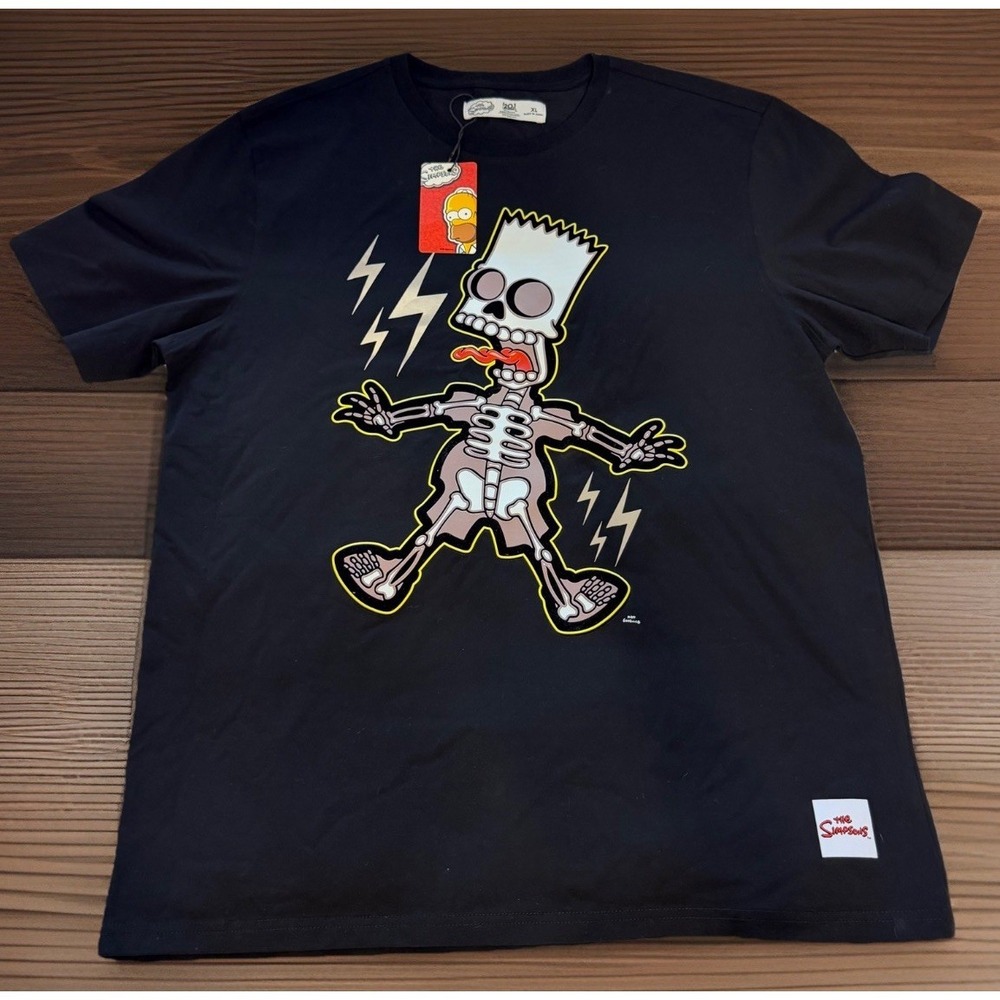 New Bart Simpson ELECTROBART T Shirt Mens XL Reflective Patch Matt Groening Rare